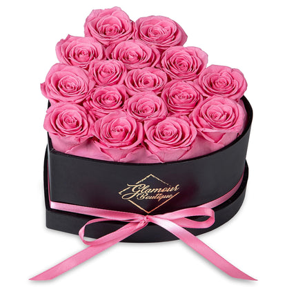 27-Piece Forever Flowers Heart Shape Box - Preserved Roses, Immortal Roses That Last a Year - Eternal Rose Preserved Flowers for Delivery Prime Mothers Day & Valentines Day - Pink