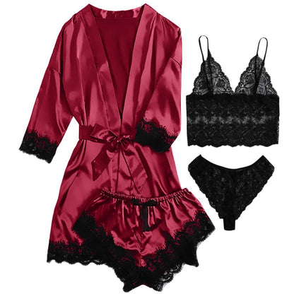 Burgundy Silk Sleepwear Set 