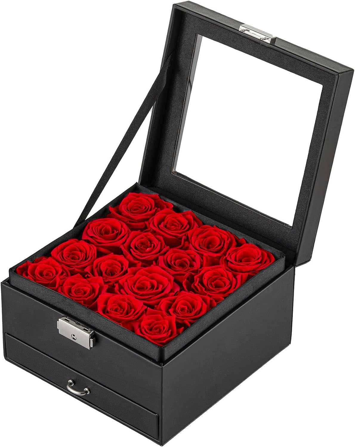 16 Preserved Roses in Luxury Box with Jewelry Compartment