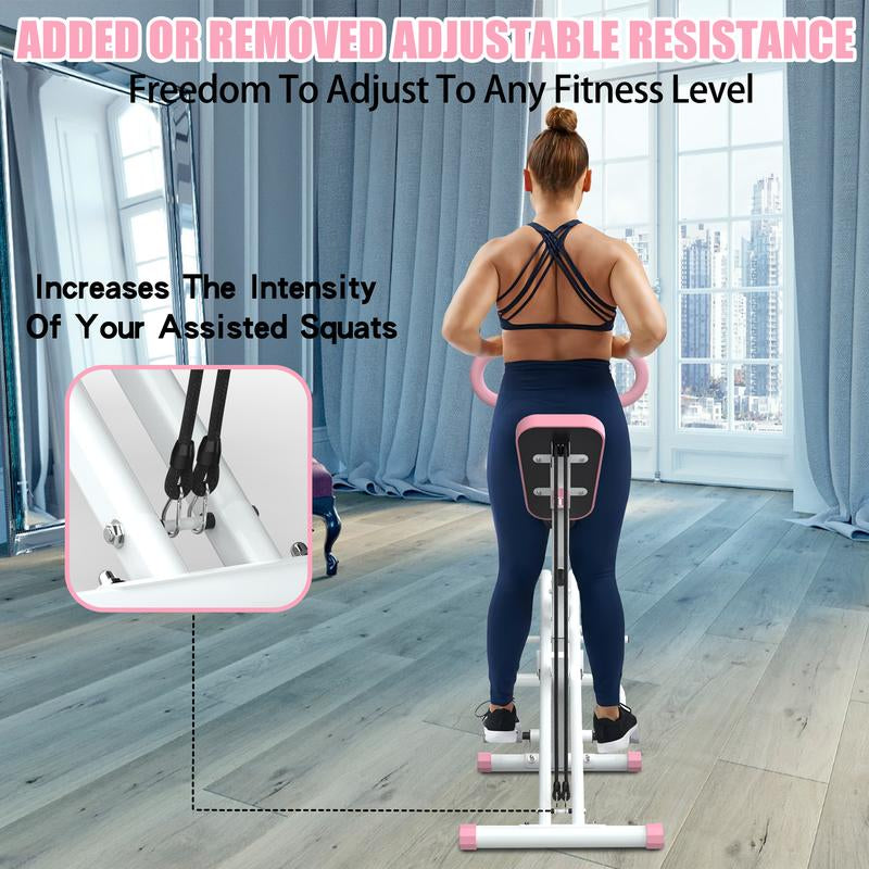 Home Squat Machine with Adjustable Resistance Bands, Rodeocore Exercise Equipment for Glutes, Thighs, and Core, Foldable Design, 330lbs Capacity, Ideal for Ab and Leg Press,