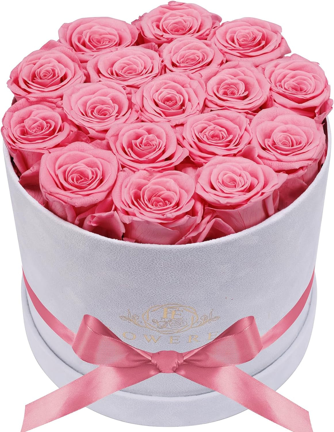 17 Preserved Roses in a Luxury Suede Box (White)