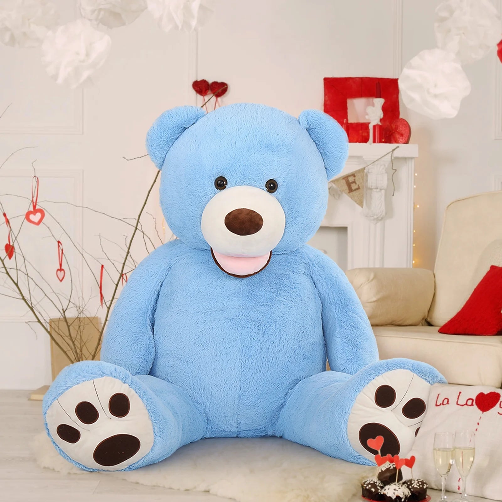 6 Feet Big Plush Giant Teddy Bear Premium Soft Stuffed Animals Blue