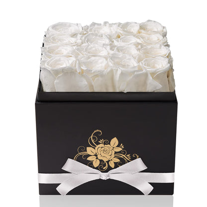 Luxury Preserved Roses in a Box, Forever Flowers for Women (White)