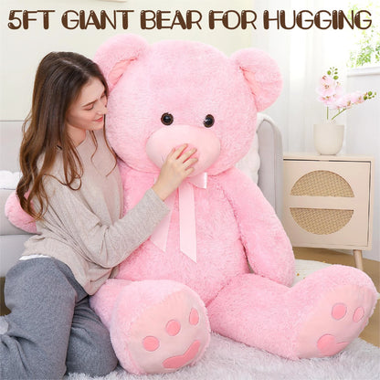 5Ft Jumbo Teddy Bear Stuffed Animal Big Life Size Bear Plush Toy