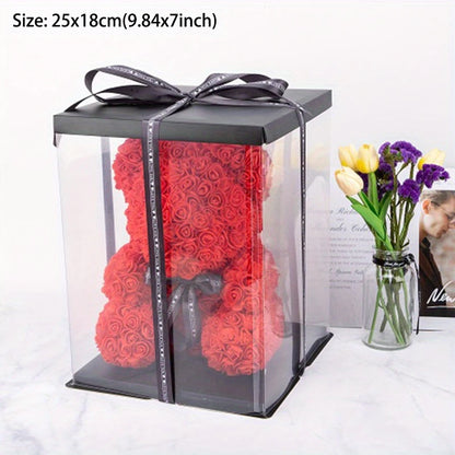 Rose Teddy Bear – Handmade Flower Bear Gift with Display Box