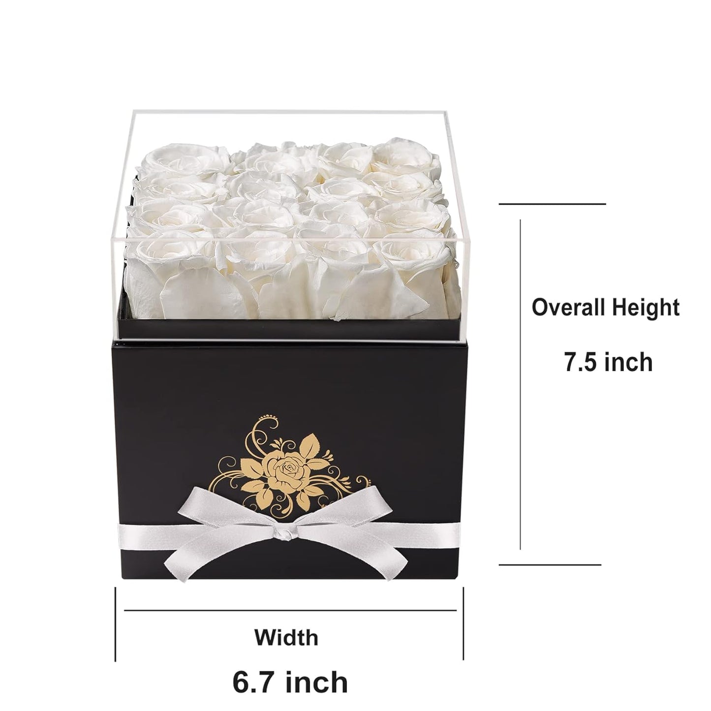 Luxury Preserved Roses in a Box, Forever Flowers for Women (White)