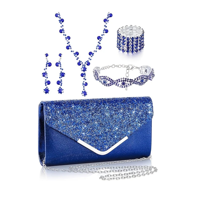 5-Piece Luxe Jewelry & Clutch Set