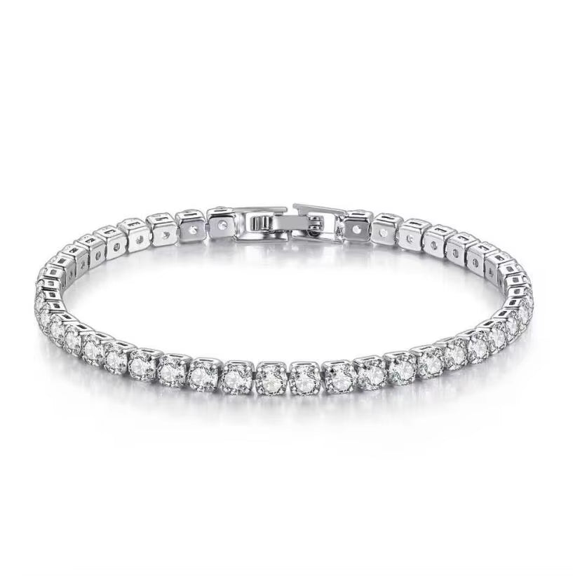 100% 925 Sterling Silver Moissanite Gemstone Tennis Chain Bracelet