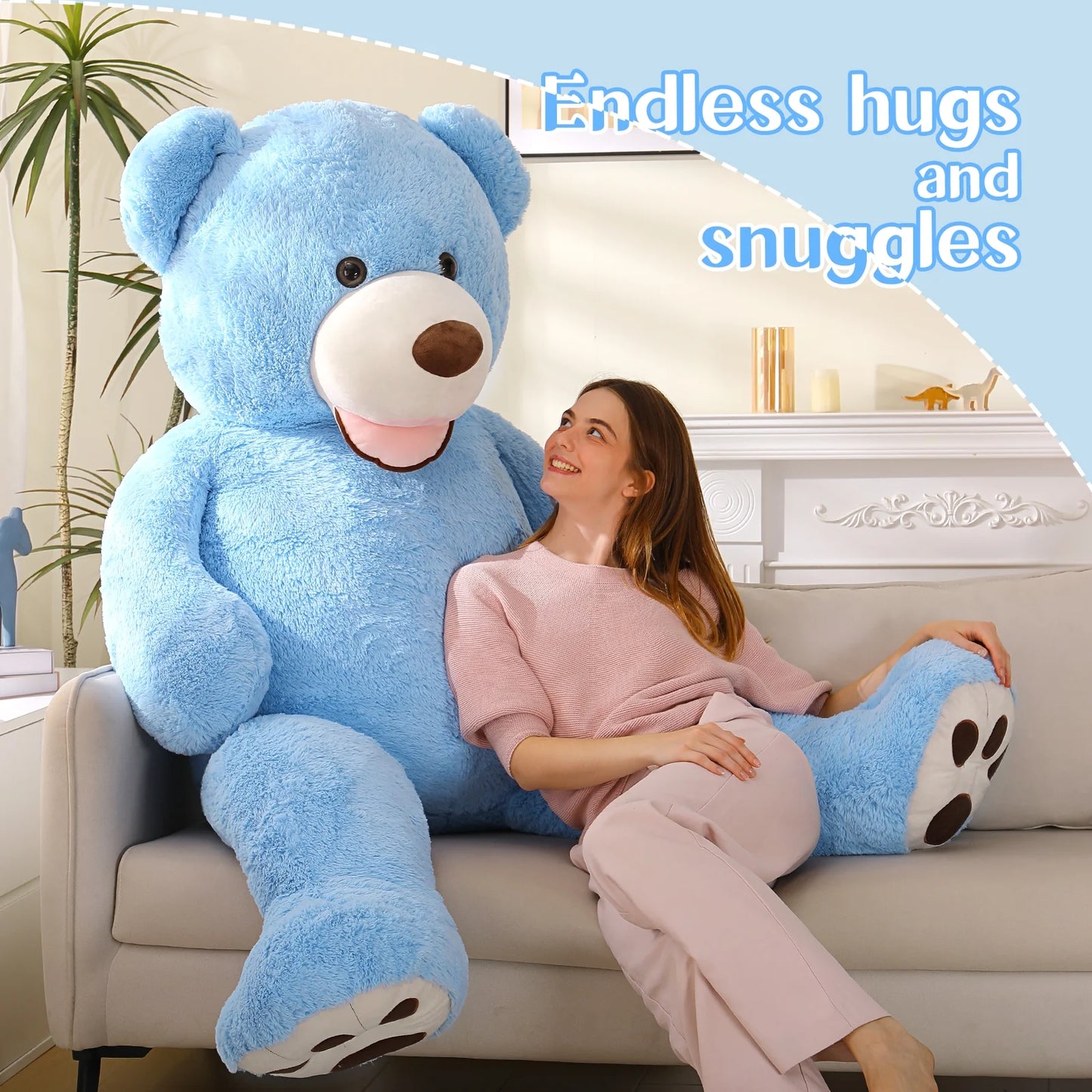 6 Feet Big Plush Giant Teddy Bear Premium Soft Stuffed Animals Blue