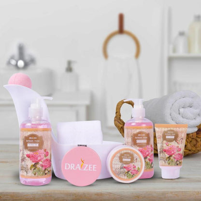 Luxury Spa Gift Set for Women - 8 Pcs Rose Scented Bath Set W/ Shower Gel, Bubble Bath, Body Butter, Body Lotion & More