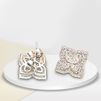 925 Sterling Silver Dainty Clover Stud Earrings with Cubic Zirconia