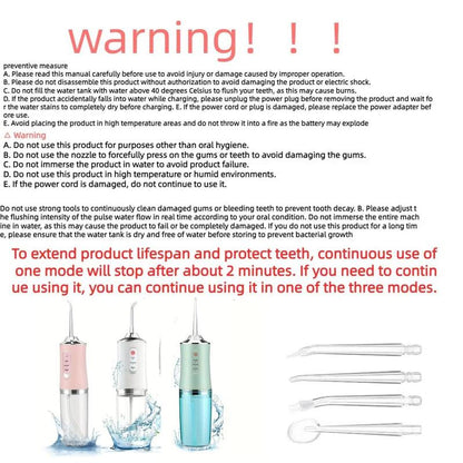 Rechargeable Electric Water Flosser, 1 Box Portable Oral Irrigator with 4 Nozzles