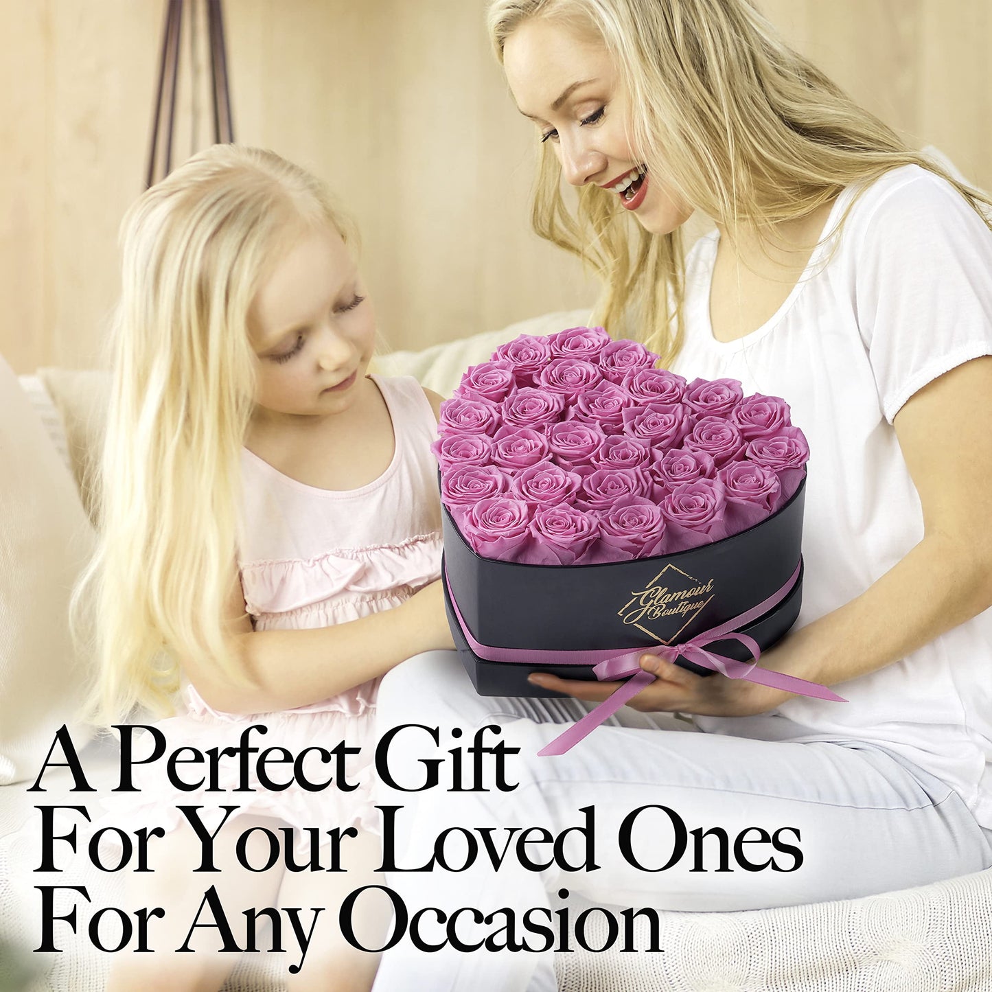 27-Piece Forever Flowers Heart Shape Box - Preserved Roses, Immortal Roses That Last a Year - Eternal Rose Preserved Flowers for Delivery Prime Mothers Day & Valentines Day - Pink