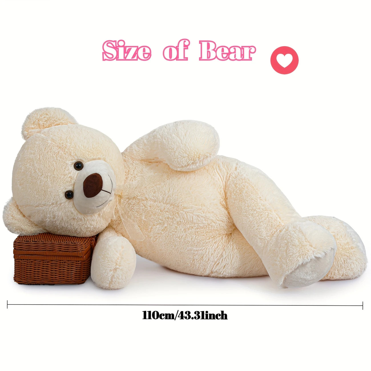 43" Giant Cuddly Teddy Bear – Plush Comfort, Wrapped in Love