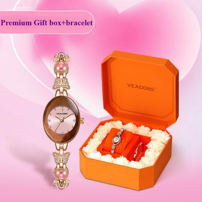 Exquisite Rose Gift Box, with Elegant Watch and Ring