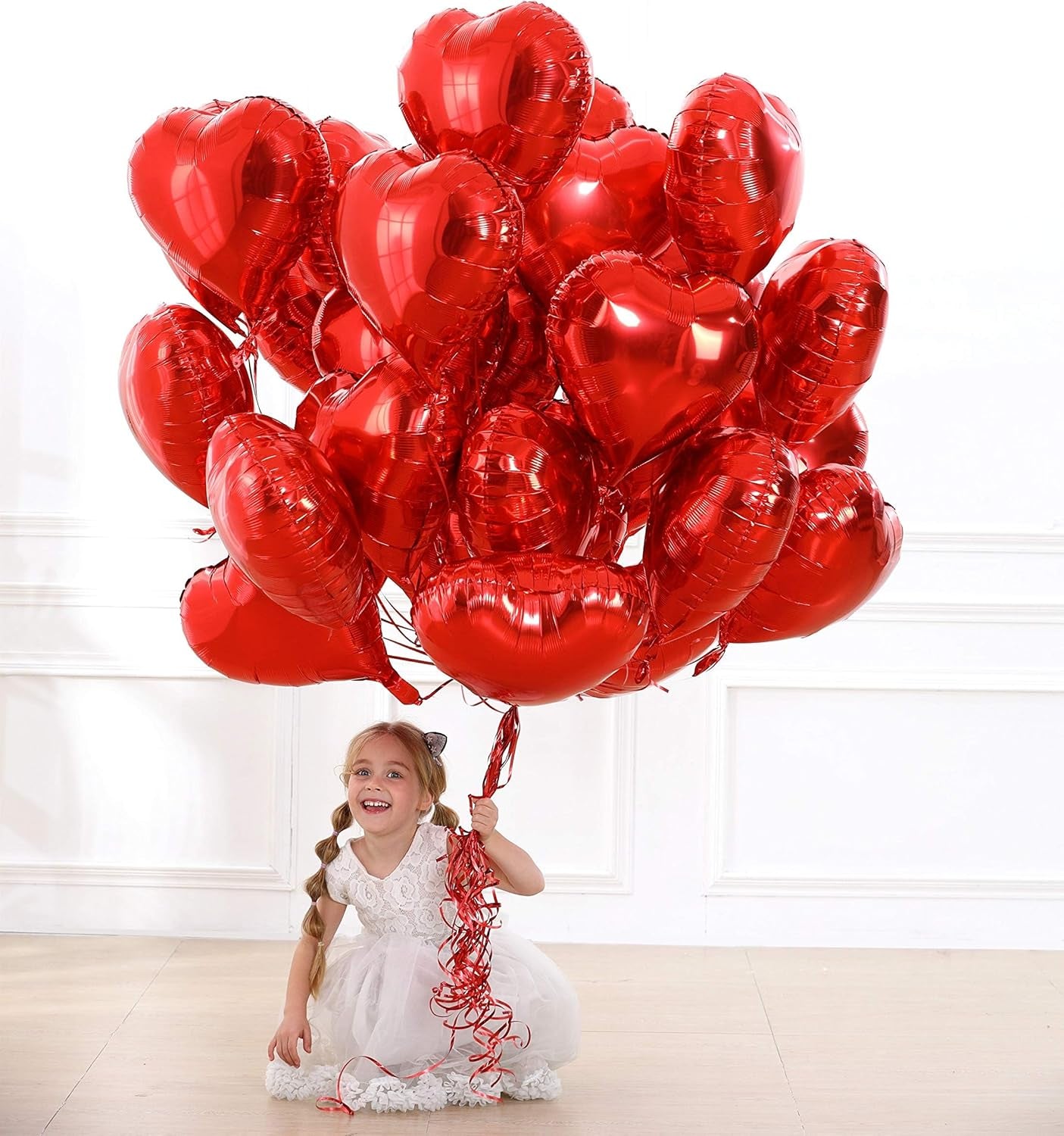 30 Pcs Red Heart Balloons 18" Foil Love Balloons Mylar Balloons Heart Balloons for Valentines Day Propose Marriage Wedding Anniversary Backdrop Birthday Party Supplies