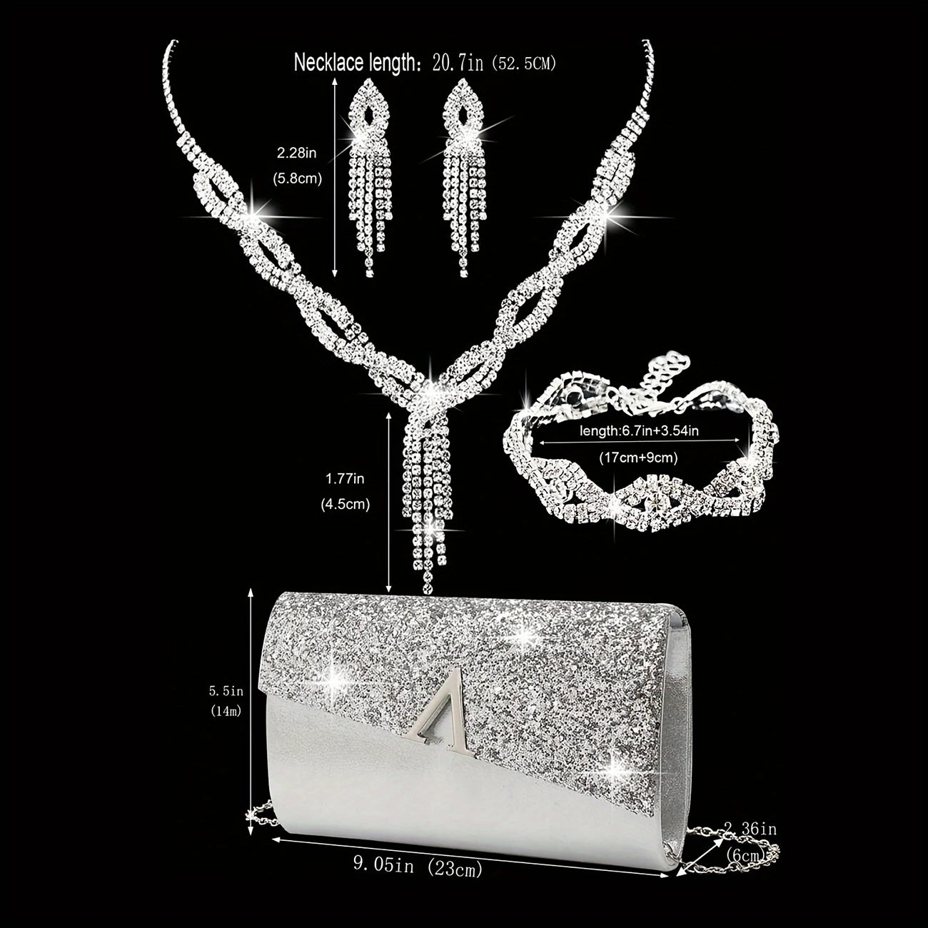 Gilded Glamour Set – Sparkling Jewelry & Luxe Flip-Cover Bag