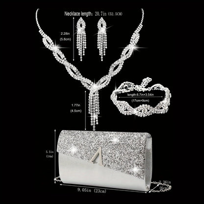 Gilded Glamour Set – Sparkling Jewelry & Luxe Flip-Cover Bag