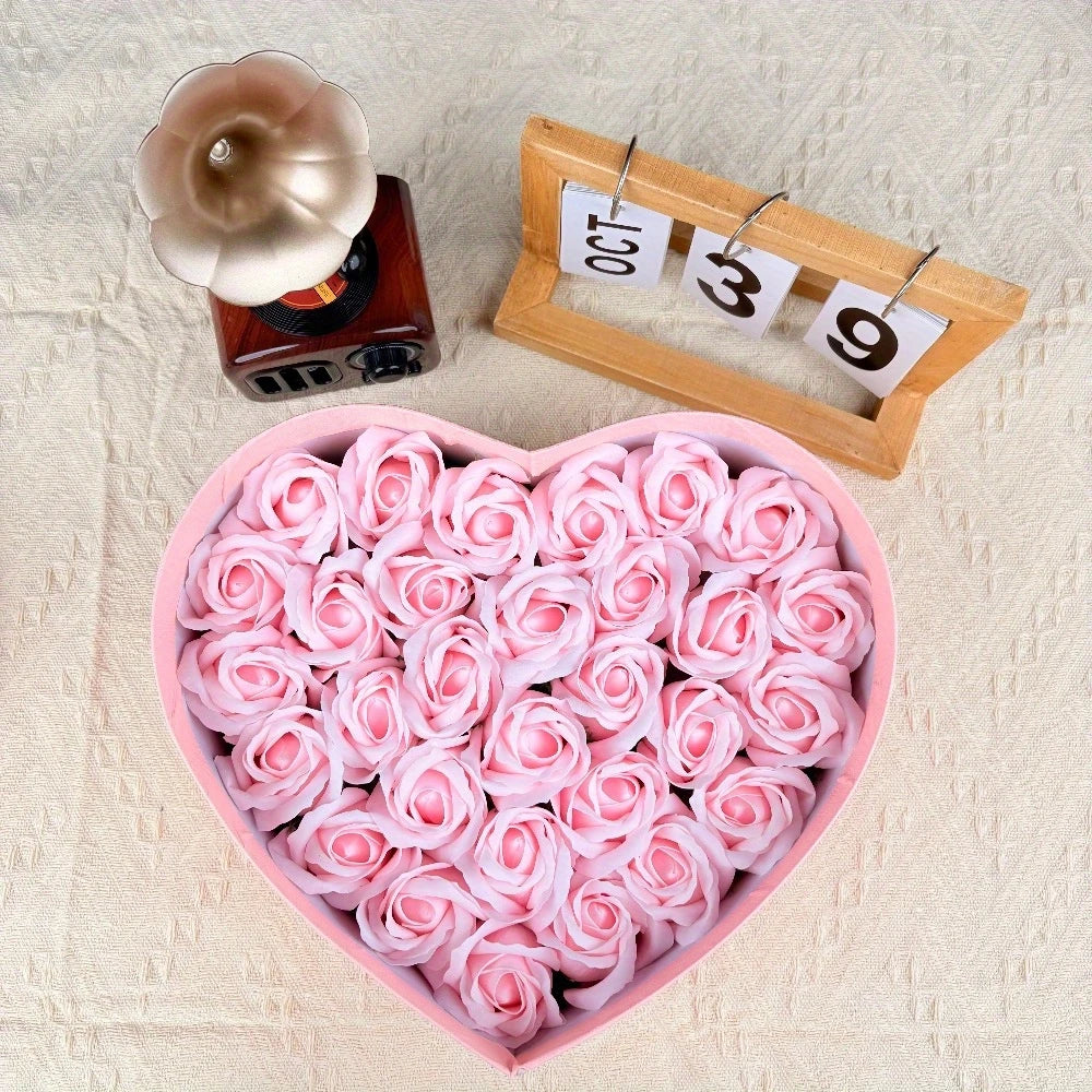 Heart Rose Box – Artistic Resin Soap Flower Bouquet