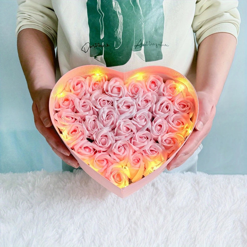 Heart Rose Box – Artistic Resin Soap Flower Bouquet