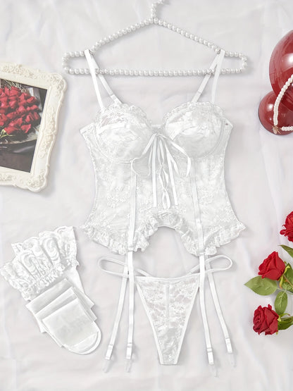 Luxe Bow-Tie Lingerie Set – White Desire