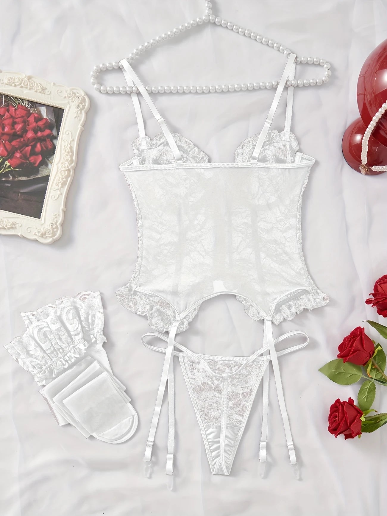 Luxe Bow-Tie Lingerie Set – White Desire