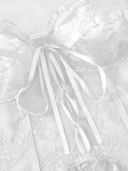 Luxe Bow-Tie Lingerie Set – White Desire