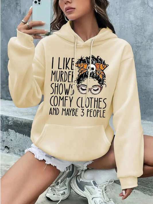 “Murder Shows, Comfy Clothes & Maybe 3 People” Hoodie – Dark Humor Cozy Vibe