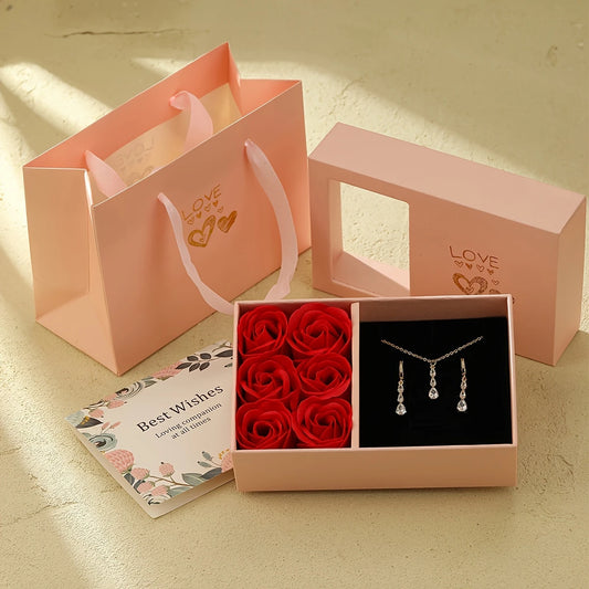 EverGlow™ Luxe Teardrop Set – Zirconia Necklace & Earrings in Gift Box
