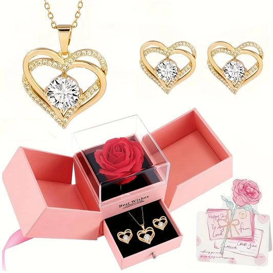 EverGlow™ Eternal Rose & Heart Pendant Gift Box – Luxe Keepsake for Her