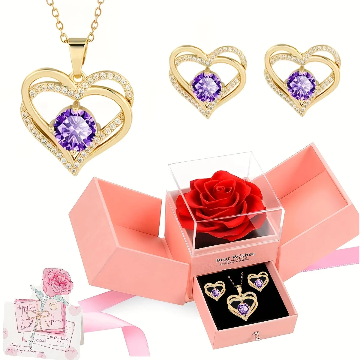 Eternal Rose & Heart Pendant Gift Box – Luxe Keepsake for Her