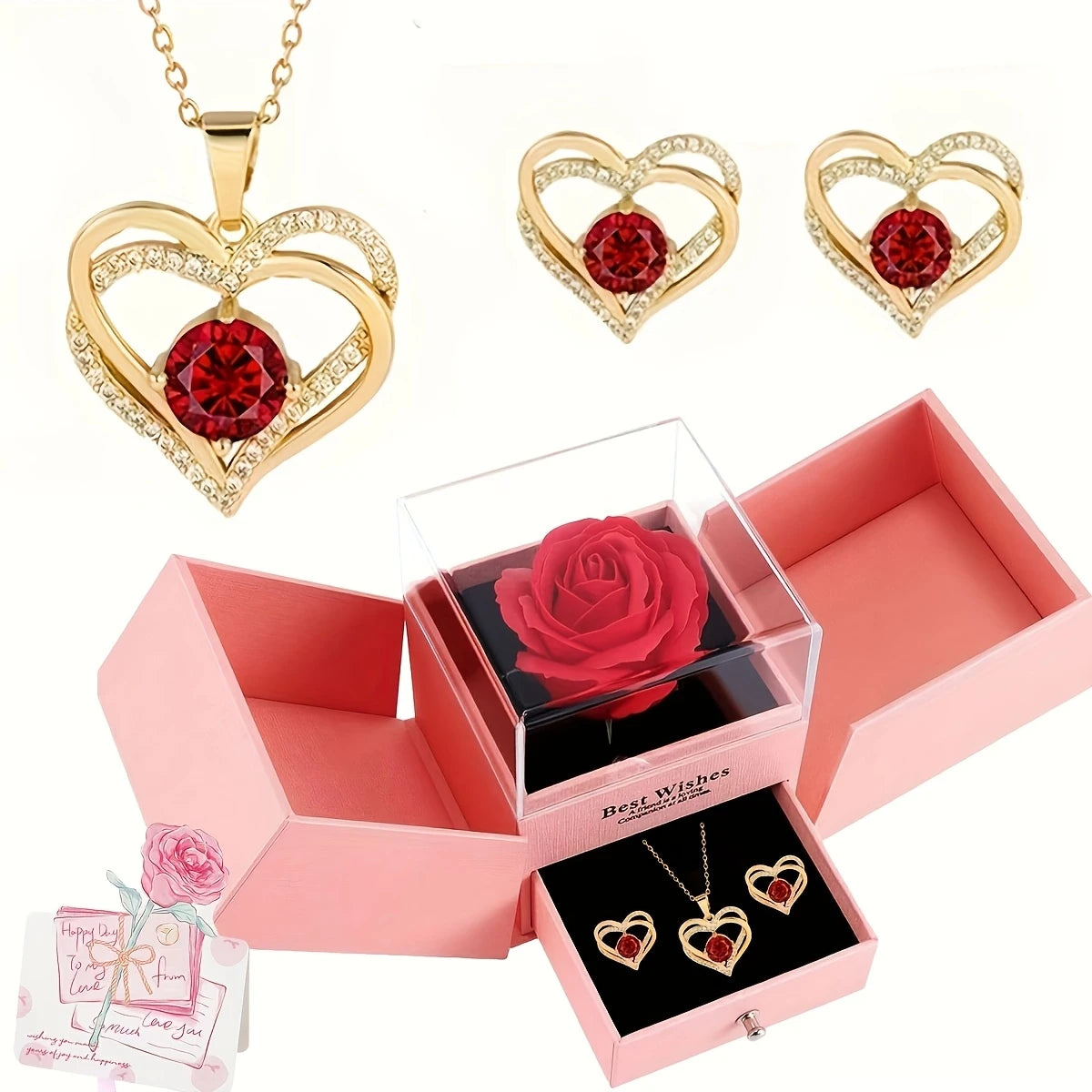Eternal Rose & Heart Pendant Gift Box – Luxe Keepsake for Her
