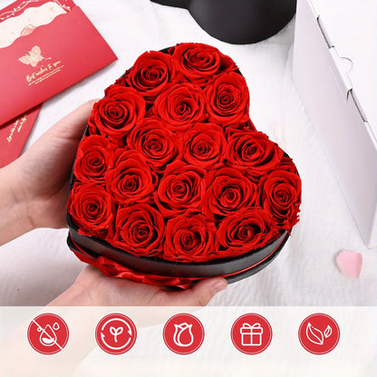 Eternal Heart Box – 17 Preserved Roses in Luxury Gift Case