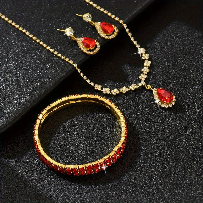 Sparkle & Satin 4-Piece Glam Set – Jewelry & Evening Bag for Her