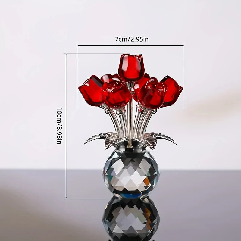 Handcrafted Red Rose in Glass Vase