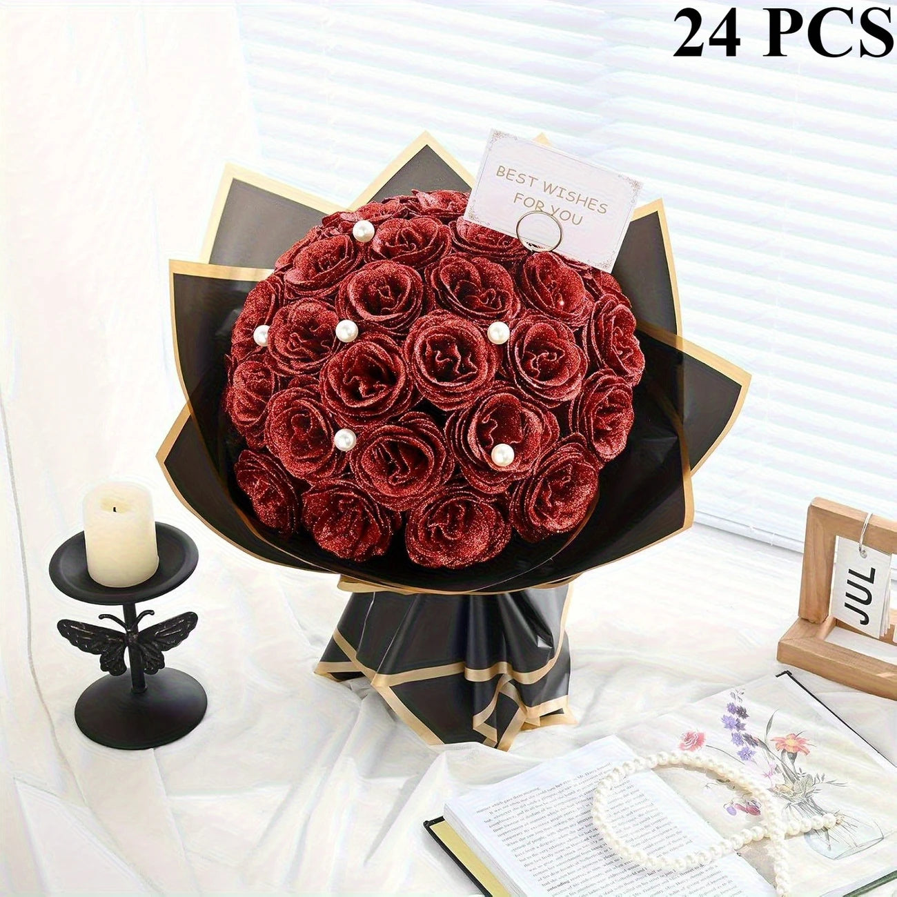 Shimmer Rose Bouquet – 24/36-Piece Eternal Arrangement
