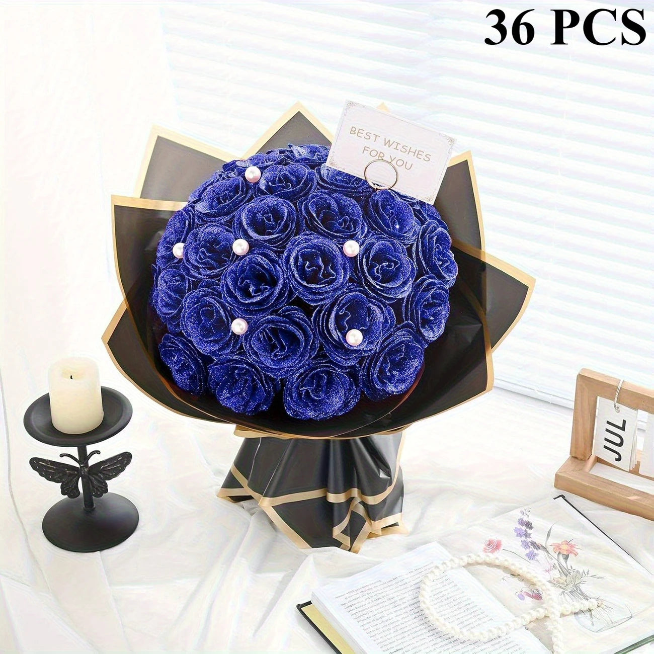 Shimmer Rose Bouquet – 24/36-Piece Eternal Arrangement
