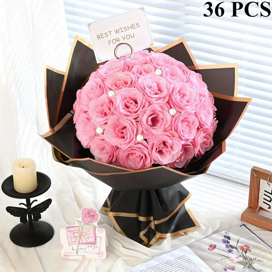 EverGlow™ Shimmer Rose Bouquet – 24/36-Piece Eternal Arrangement