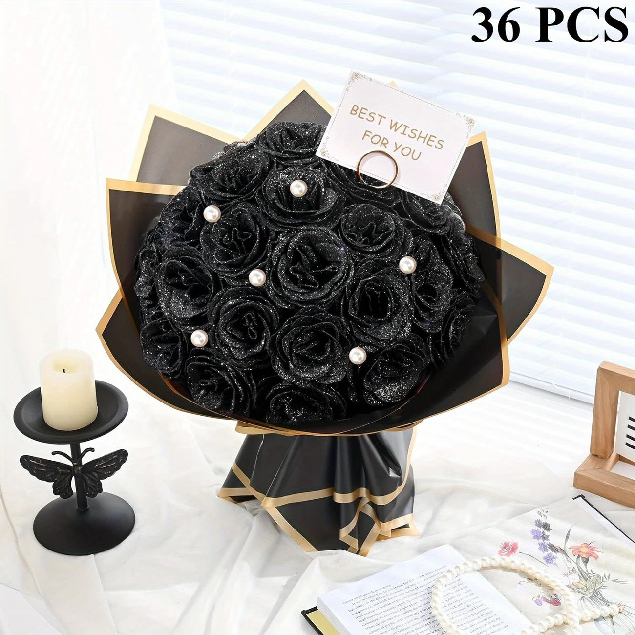 Shimmer Rose Bouquet – 24/36-Piece Eternal Arrangement
