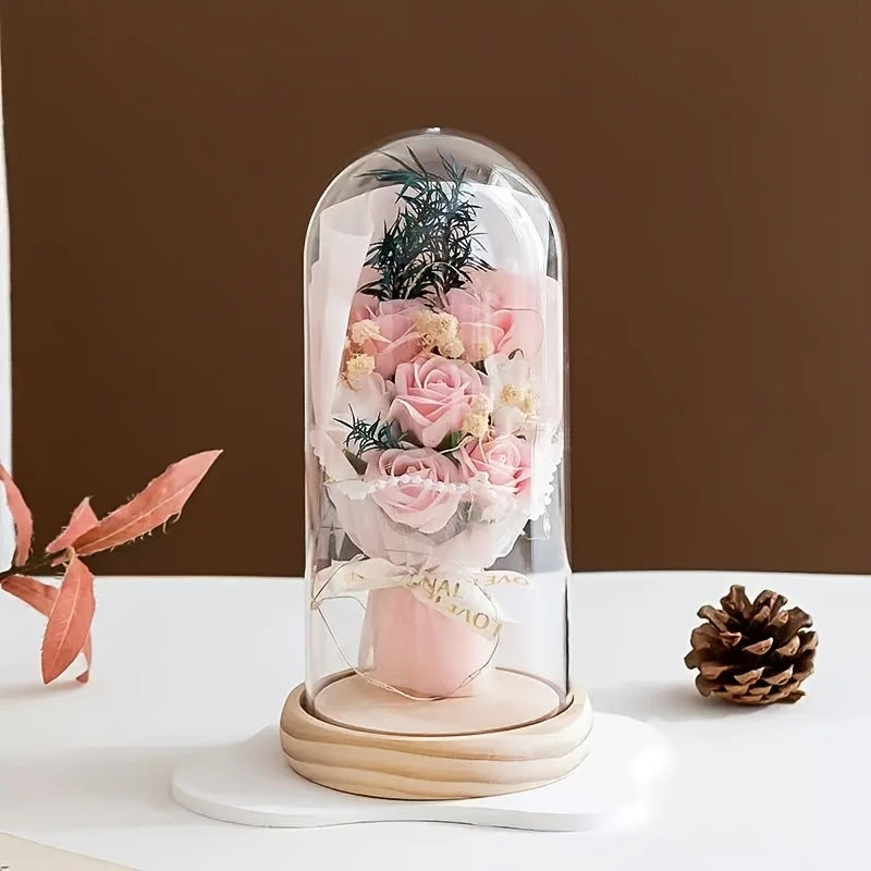 Eternal Rose Bouquet – 7-Piece Floral Dome Gift