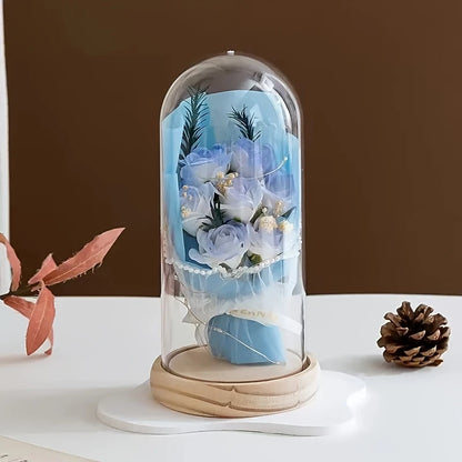 Eternal Rose Bouquet – 7-Piece Floral Dome Gift