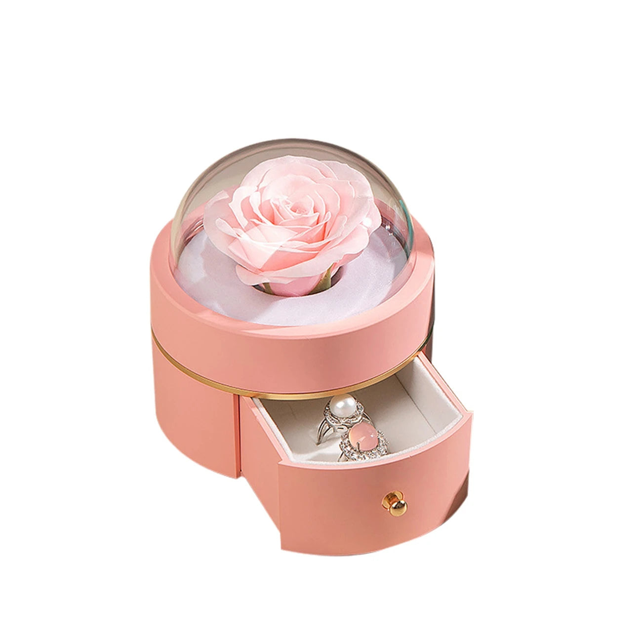 Romantic Rose Jewelry Box with Hidden Drawer – Elegant Gift for He